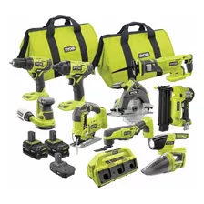 Combo Ryobi De 11 Piezas 3bateri Con Supercargador 6 Puertos