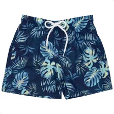 Bermuda Short Infantil Mash Folhas Menino Cordão Ajustável