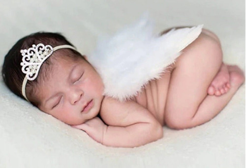 Asas De Anjo Com Tiara Branca Ensaio Newborn Bebê Asa Anjo
