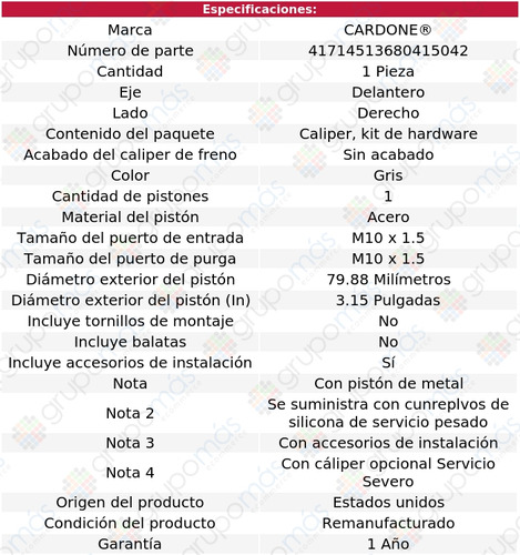 1 Mordaza De Freno Del Der Gmc K2500 Suburban 92 Al 99 Foto 5