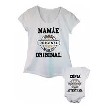 Camiseta Feminina E Body De Bebê Cópia Da Mamãe Kit 2 Peças