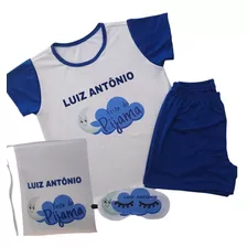 Kit Pijama Infantil Personalizado Com Tapa Olho Personagem