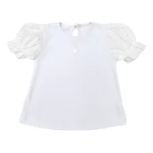 Remera Bullone Broderie Mini Anima Algodón Bebé Kids Blanco