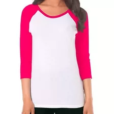 Playera Beisbolera Raglan Lisa Para Sublimar Manga 3/4 Dama