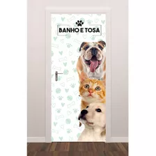 Adesivo Porta Pet Shop Gato Cachorro Banho Tosa P558 2.10x80