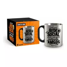 Canecas Brasfoot Caneca Metal Inox - A Melhor Rede Social Com Design Caneca Metal Inox - A Melhor Rede Social Preto