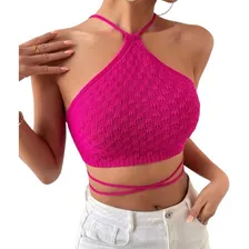 Cropped Top Amarração Cruzada Frente Única Tricot