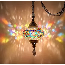 Lámpara Techo Mosaico Turco 8 Colores, Cadena Decorada