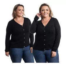 Cardigan Casaco Plus Size Feminino Botão Casaquinho Moda