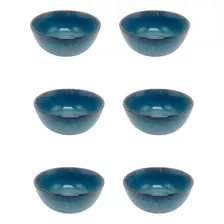 6 Bowl De Cerámica 11 Cm Azul Organic Kit X 6