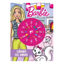 Livro Infantil P/ Ler E Colorir Barbie Cuidando Dos Animais