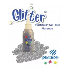 Adhesivo Glitter Plasticola 38gr Plata X12