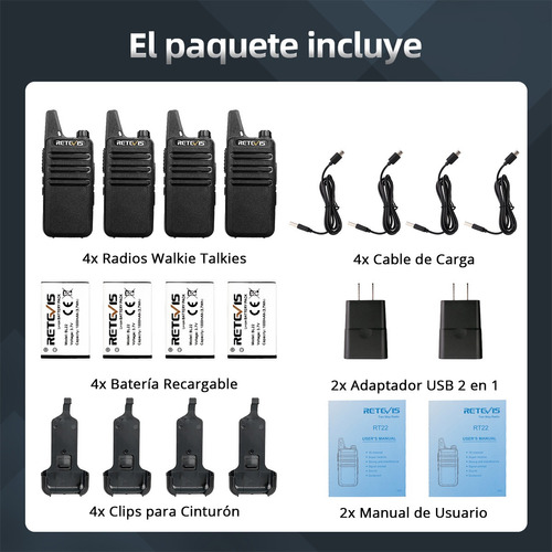 4 Radios De Comunicacion Walkie Talkies Profesional Retevis Foto 10