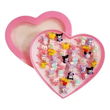 Anillos Infantiles Sanrio X 36 U. En Caja De Corazón 