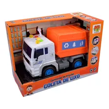 Carro A Fricção Caminhão Coleta De Lixo Laranja Dm Toys
