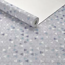 Papel De Parede Importado Vinílico Azul Mosaico Triângulos