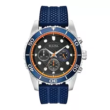 98a205 Reloj Bulova Cronografo Sport Azul/naranja Color De La Correa Azul Color Del Bisel Azul Color Del Fondo Negro