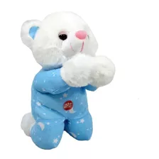 Urso Pelúcia Reza Pai Nosso Azul 22 Cm Altura