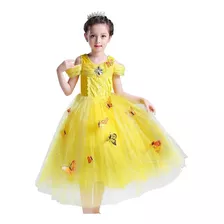 Vestido Princesa Fantasia Bela A Fera Menina Baile 7 Anos 