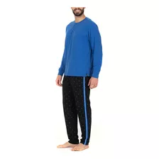 Pijama Cotton Algodón 2 Piezas Hombre Manga Larga Pantalón