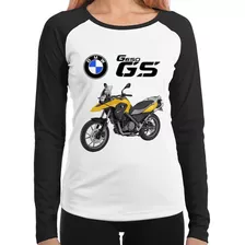 Baby Look Raglan Moto Bmw G 650 Gs Amarela Longa