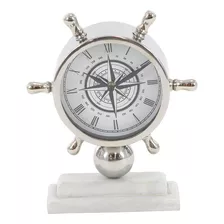 Reloj Mesa Deco 79 43508 Rueda De Acero Base De Mármol