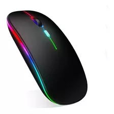 Mouse Inalámbrico Recargable Led Iluminación Rgb Negro