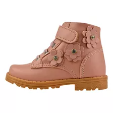 Bota Coturno Infantil Botinha Feminina Menina Flores Baby 