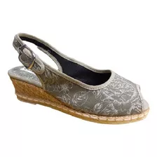 Sandalias De Mujer Lona Con Taco Chino 4cm Frantasia Art 03