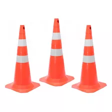 Kit 3 Cones Para Sinalização 50cm 2 Faixas Rm-43 Multimarcas