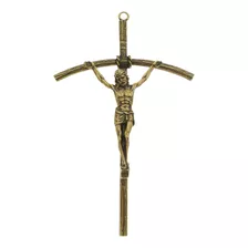 Crucifixo De Parede Do Papa João Paulo Ii Ouro Velho - 23cm 