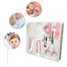 Kit Cuidados Higiene Bebê Pente Escova Cortador Menina Rosa