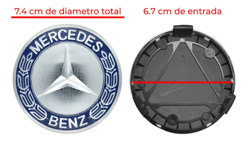 Juego Tapon Centros Rin Mercedes Benz 75 Mm Azul Foto 5
