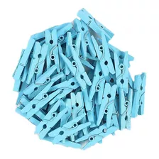 100 Mini Pregador Madeira 2,5 Cm Azul Claro Lembrancinha