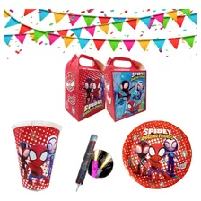 Spiderman Hombre Araña Paq Artículos Fiesta 30 Personas 