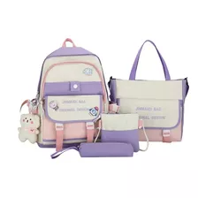 Mochila Set Escolar Bolsa Lapicera Juvenil Laptop Color Morado 1