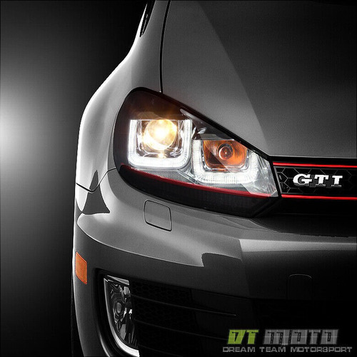 Par Faros Negro Led Drl Volkswagen Golf Highline 2013 2.0l Foto 2