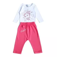 Conjunto Bebê Kely & Kety Blusa Cat & Calça Em Malha