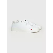 Tenis De Piel De Gama Alta Th Hombre Blanco Tommy Hilfiger