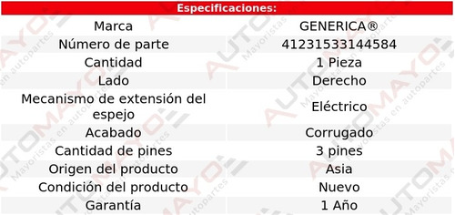 1 Espejo Der Elect Corrug 3 Pines Pontiac Matiz 04-05 Foto 2