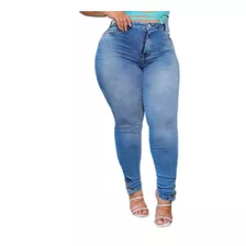 Calça Feminina Cigarrete Cintura Alta Sol Jeans Botões Barra