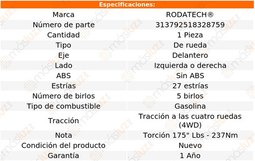 (1) Maza Rueda Del Wrangler L6 4.0l 99/06 Rodatech Foto 6