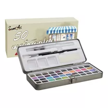 Kit De Pintura Tinta Aquarela Sólida 50 Cores 