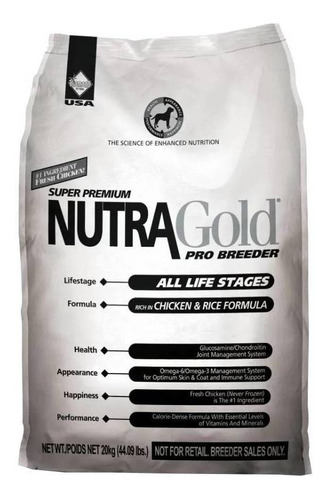 Alimento Nutragold Super Premium Pro Breeder Para Perro Todos Los Tamaños Sabor Pollo Y Arroz En Bolsa De 20kg