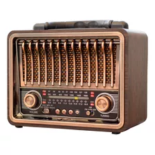 Radio Retro Vintage Am Fm Madeira Bluetooth Bateria E Tomada