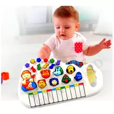 Teclado Musical Piano Fazendinha Som Animais Criança Bebê Cor Branco Fazendinha