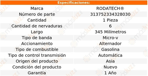 (1) Banda Accesorios Micro-v Alternador 928 5.0l 8 Cil 89/94 Foto 2