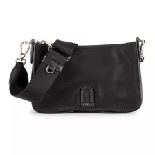 Cartera Crossbody Furla Atena S Nylon/cuero Color Negro