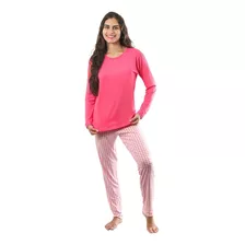 Pijama De Frio Manga Longa Xadrez Rosa Empório Do Algodão