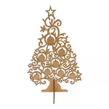 Mandala Arvore Arabesco De Natal Com Enfeites Mdf